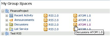RSS and Atom icons next to a Discussions node