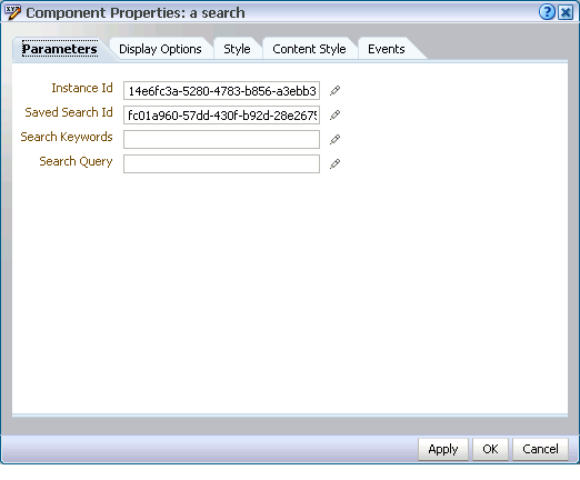 Component Properties dialog