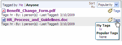 The Tags link in the Tag Center