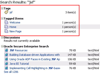 Tag-related items in search results