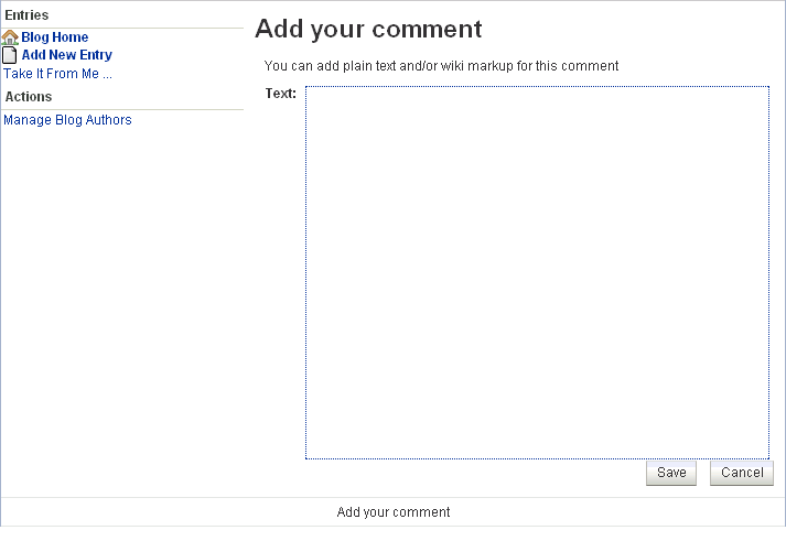 Text field in the Add your comment dialog box