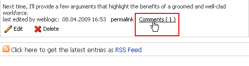 Comments link on a blog entry