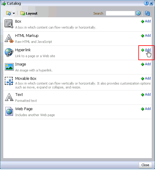 Add link next to the Hyperlink layout component