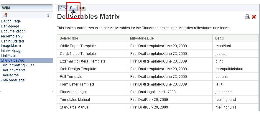 Edit link on a wiki page