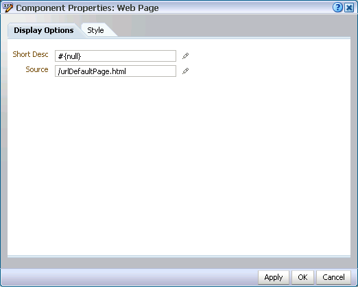 Component Properties dialog box