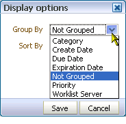 Worklist Group By drop-down list