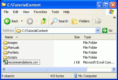 Sample content file unzipped to the C drive