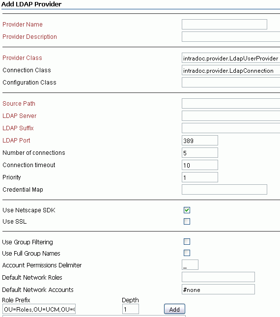 Specifying Details of a New LDAP Provider