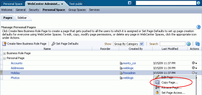 Copying Personal Pages
