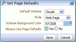 Create Page Options dialog box