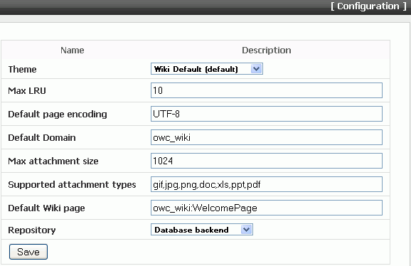 Configuration Page