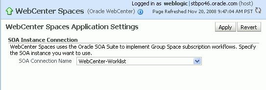 Choosing the SOA Instance for WebCenter Spaces Workflows
