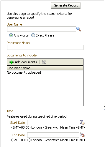 Generate Report panel