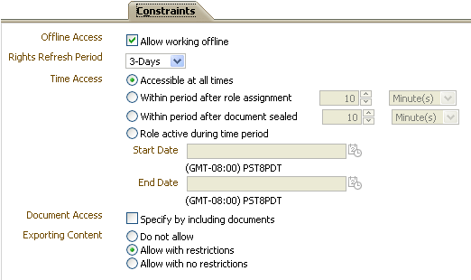 Constraints tab