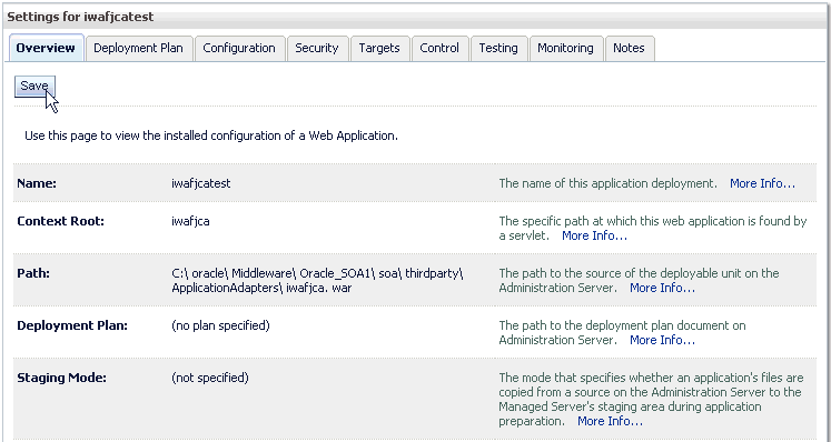 Settings page