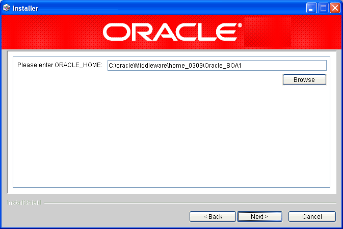 Oracle Home Path Screen