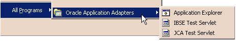 Oracle Application Adapters Program Menu