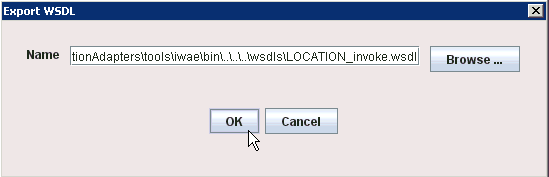 Export WSDL dialog box