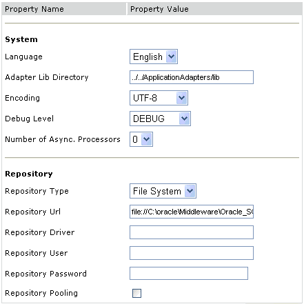 Business Services Engine configuration page