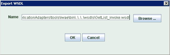 Export WSDL dialog box
