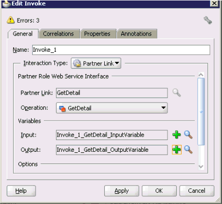 Edit Invoke dialog box