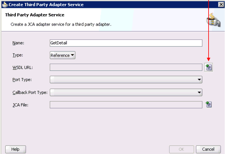 Create Third Party Adapter Service dialog box