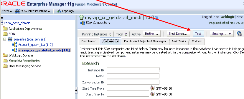 Oracle Enterprise Manager console