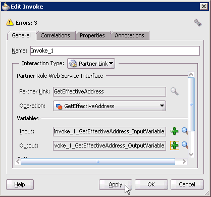 Edit Invoke dialog box