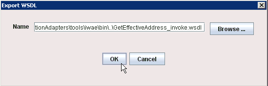 Export WSDL dialog box