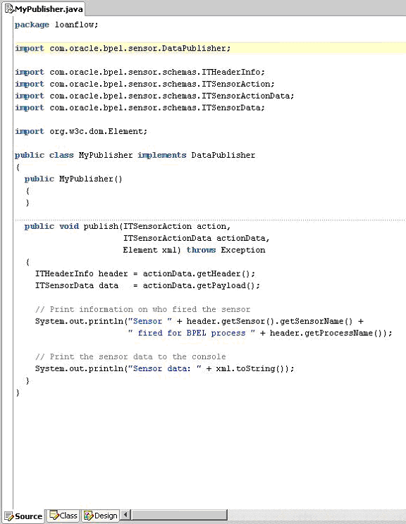 Sample custom data publisher class