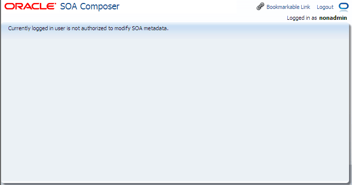 SOA Composer invalid user screen