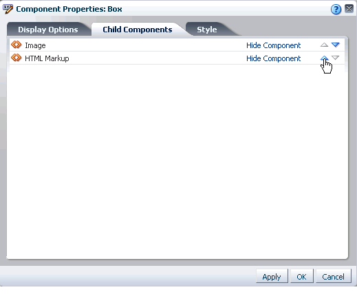 Rearrange controls on a Child Components tab