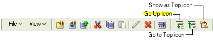 Go Up icon on the document library toolbar