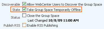 Take Group Space Offline enabled