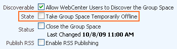 Take Group Space Offline disabled