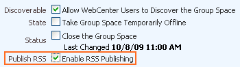 Enable RSS Publishing on General subtab