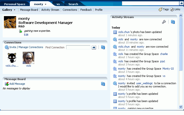 A user's default People Connections page