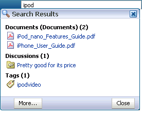 Search Results window