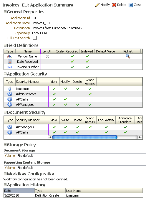 Application Summary Page