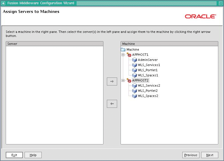 Assign Servers to Machines screen