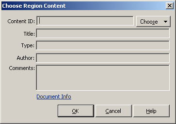 Choose Region Content Dialog