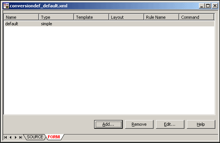 Conversion Definition dialog