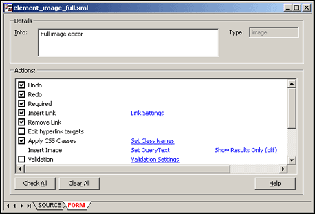 Image Element dialog box