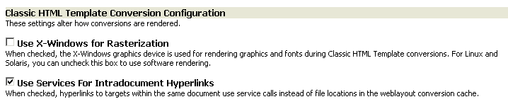 Classic HTML template conversion configuration settings