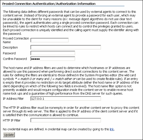 Proxied Connection Authentication/Authorization Information