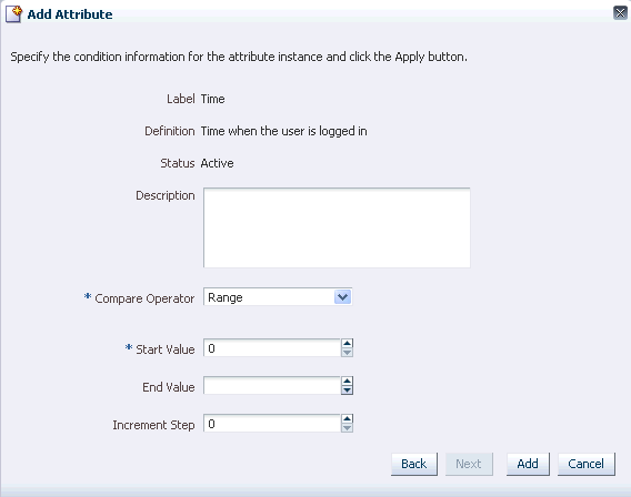 The Range compare operator field is shown.