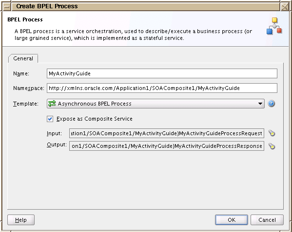 Asynchronous BPEL process as composite service.