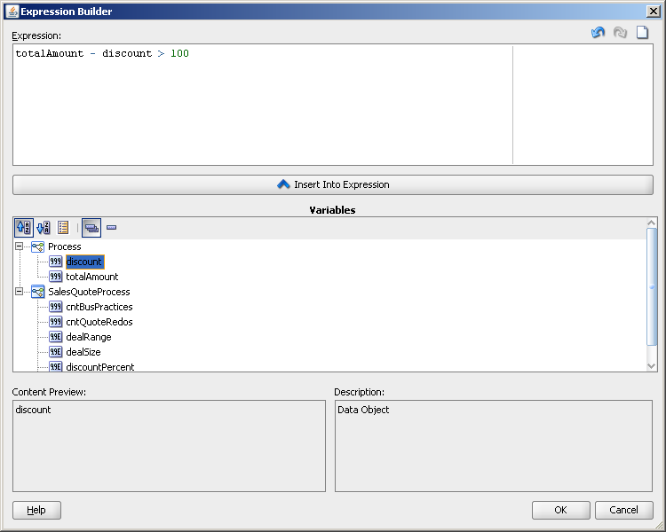 This image shows the simple expression builder.