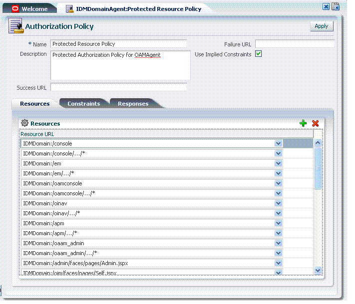 Authorization Policy and Resources Pages