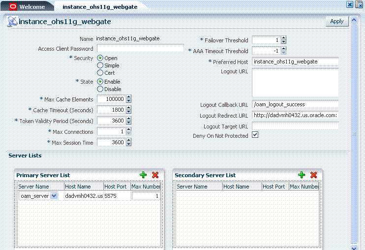 OAM Agent Page with Expanded Details